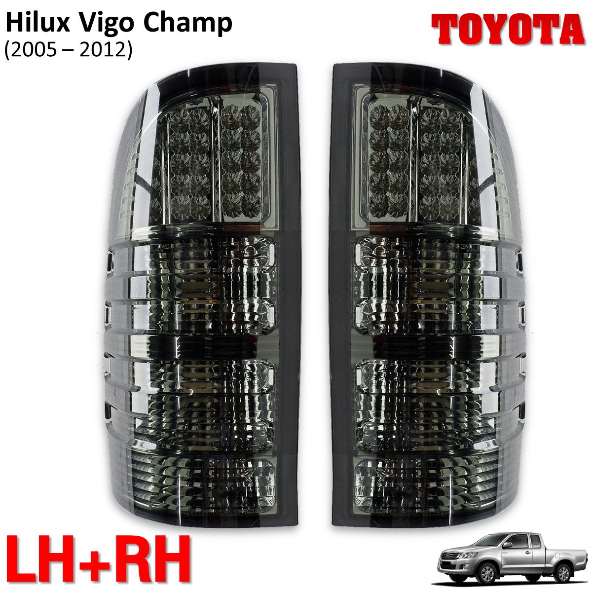 Smoke Leds Tail Lamp Set For Toyota Hilux Vigo Champ SR5 MK6 2005 2012