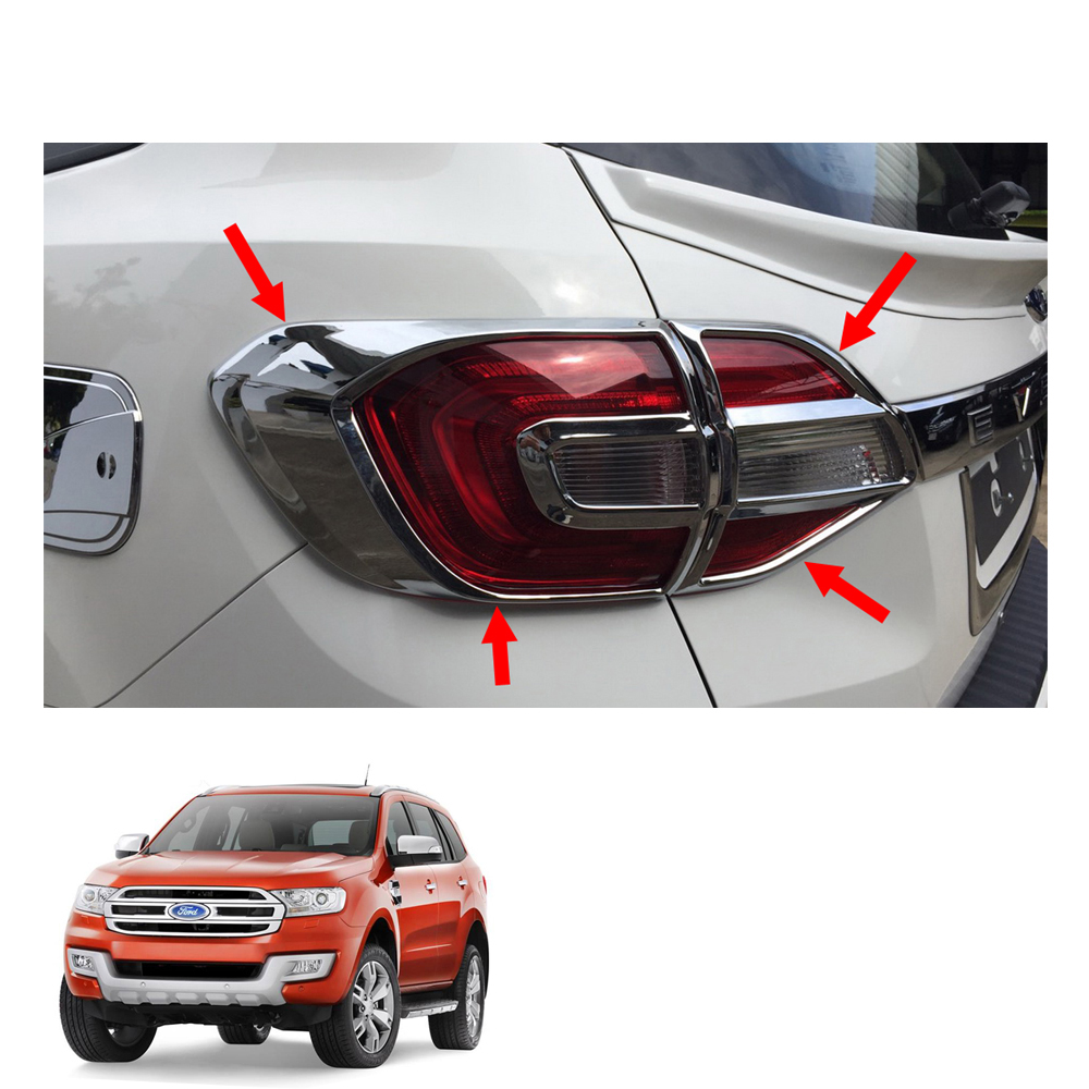 Tail Lamp Light Cover Chrome Trim 4 Pc Fits Ford Everest Endeavour 2015 ...