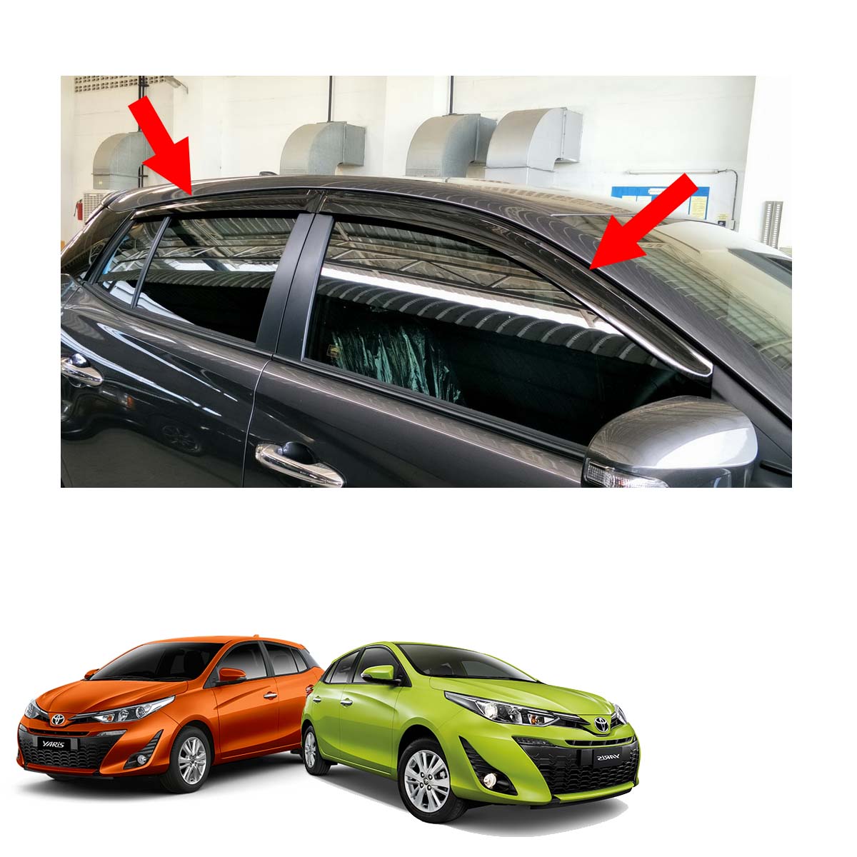 Visor Wind Deflector Weather Guard Black For Toyota Yaris Hatchback