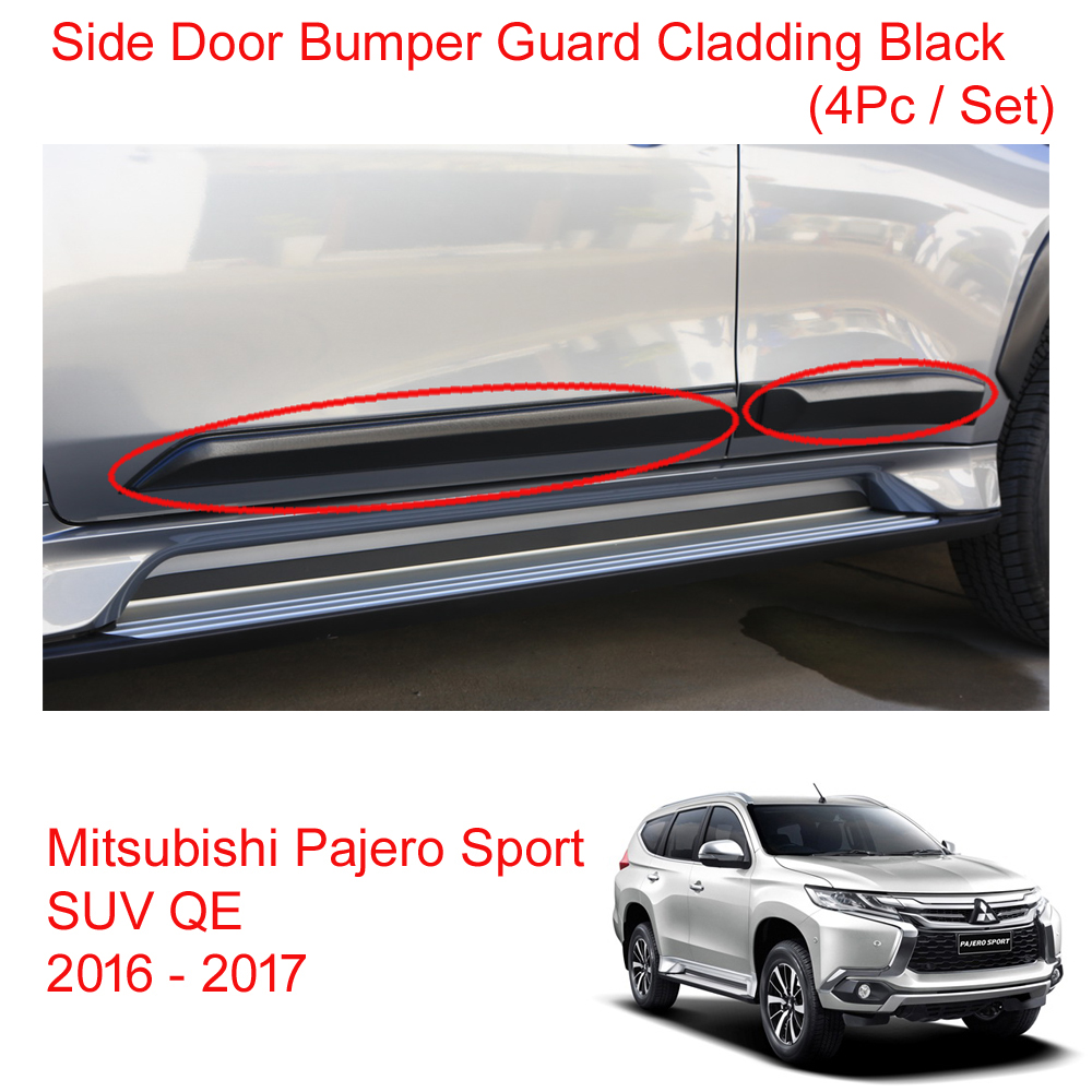 Side Door Bumper Guard Cladding Black 4 pc For Mitsubishi Pajero Sport ...