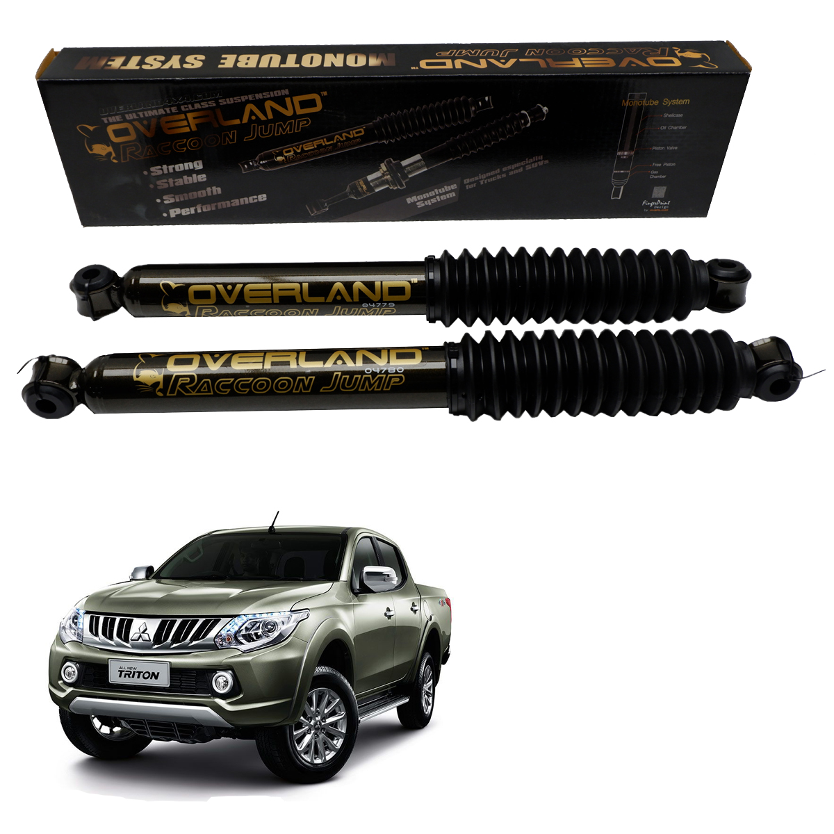 Rear Overland Gas Oil Lift 2" Struts Shock Up For