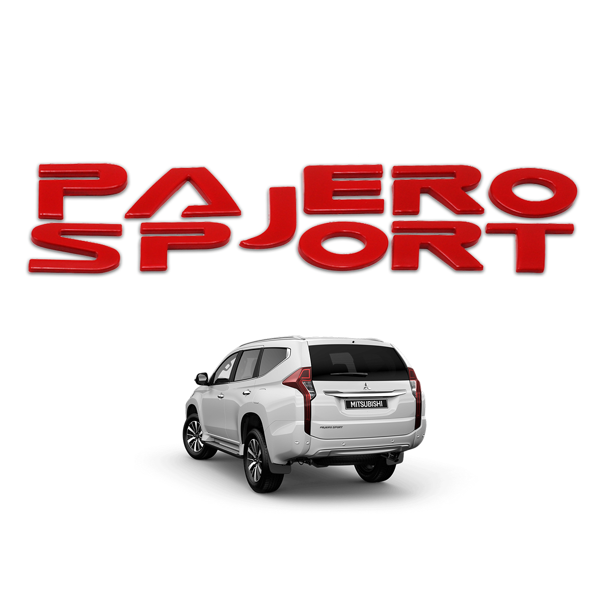 Logo Emblem Badge Red Trim Fits Mitsubishi Pajero Montero Sport Suv