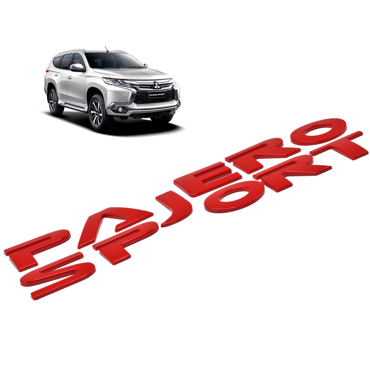Logo Emblem Badge Red Trim Fits Mitsubishi Pajero Montero Sport Suv