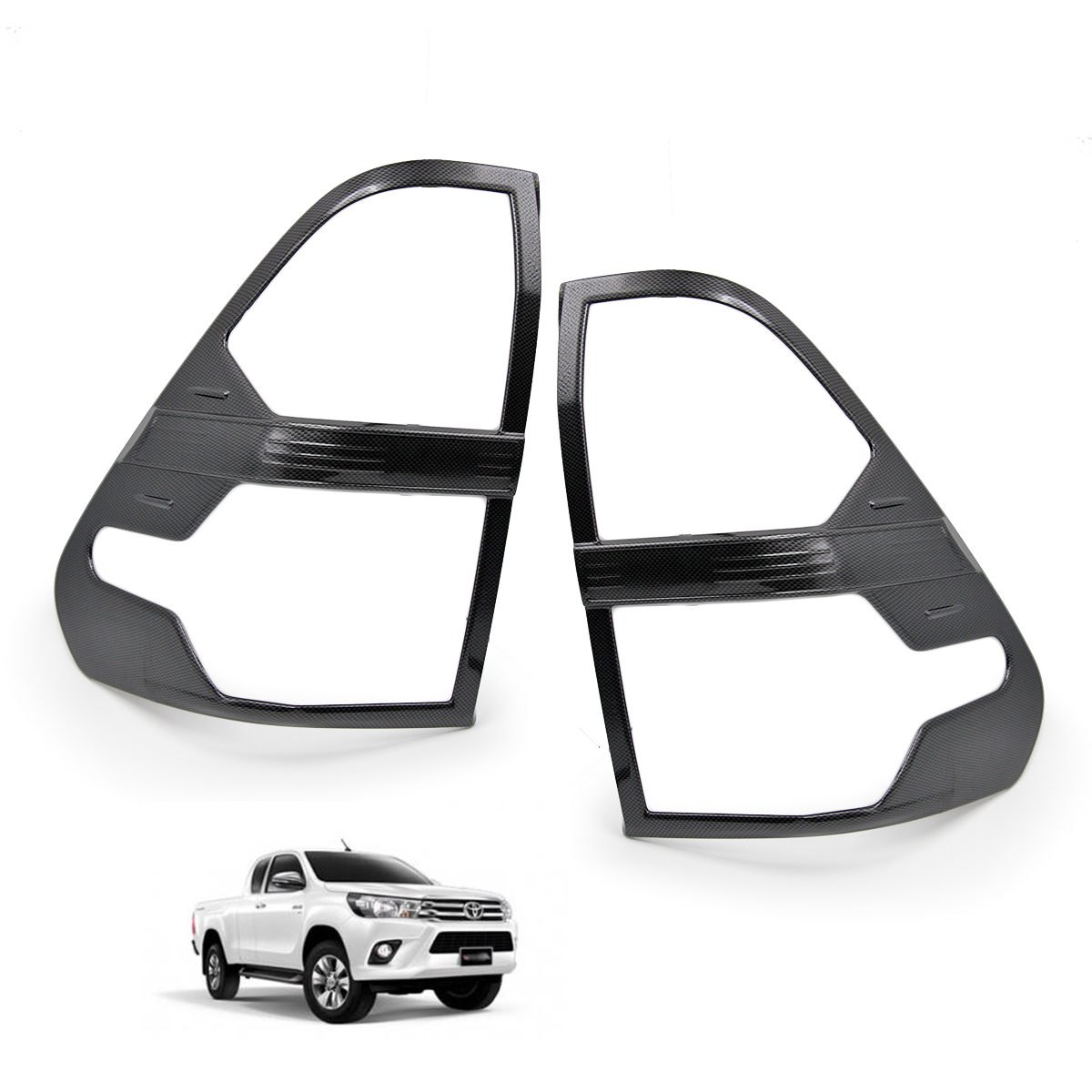 Carbon Black Rear Tail Lamp Light Cover For Toyota Hilux Revo SR5 2015