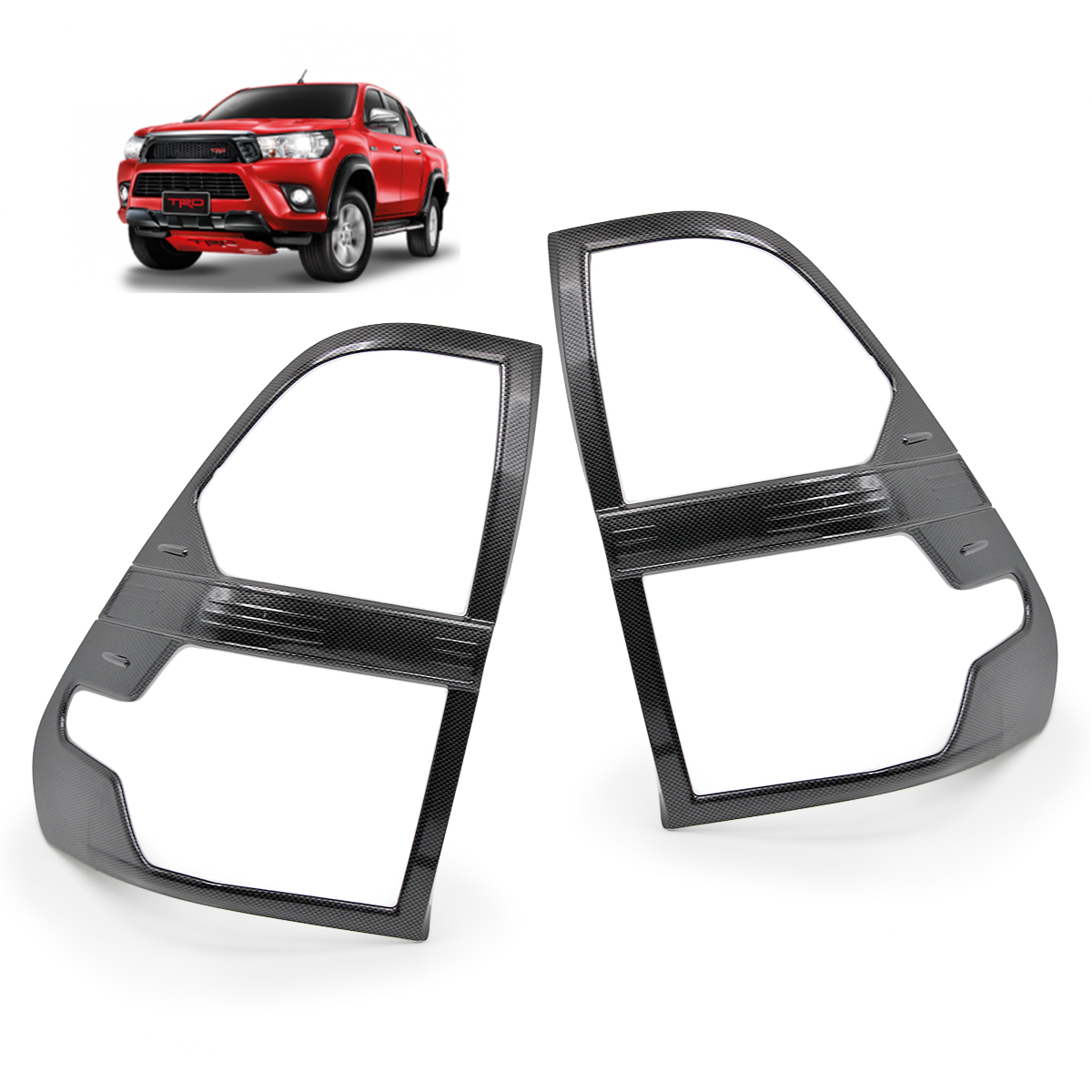 Carbon Black Rear Tail Lamp Light Cover For Toyota Hilux Revo SR5 2015