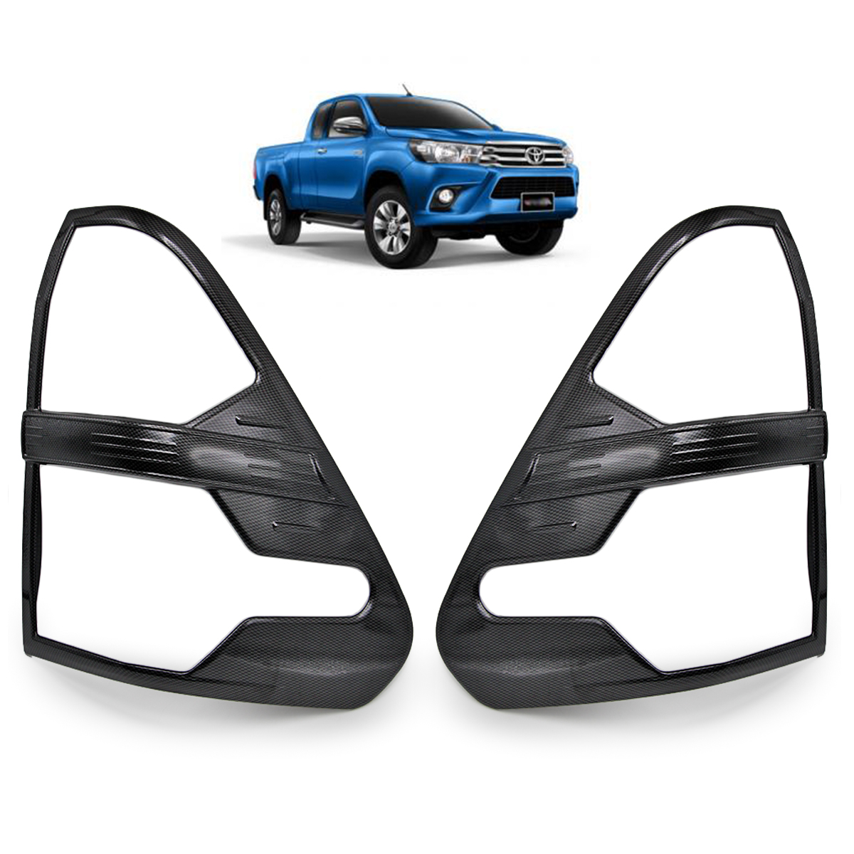 Carbon Black Rear Tail Lamp Light Cover For Toyota Hilux Revo SR5 2015