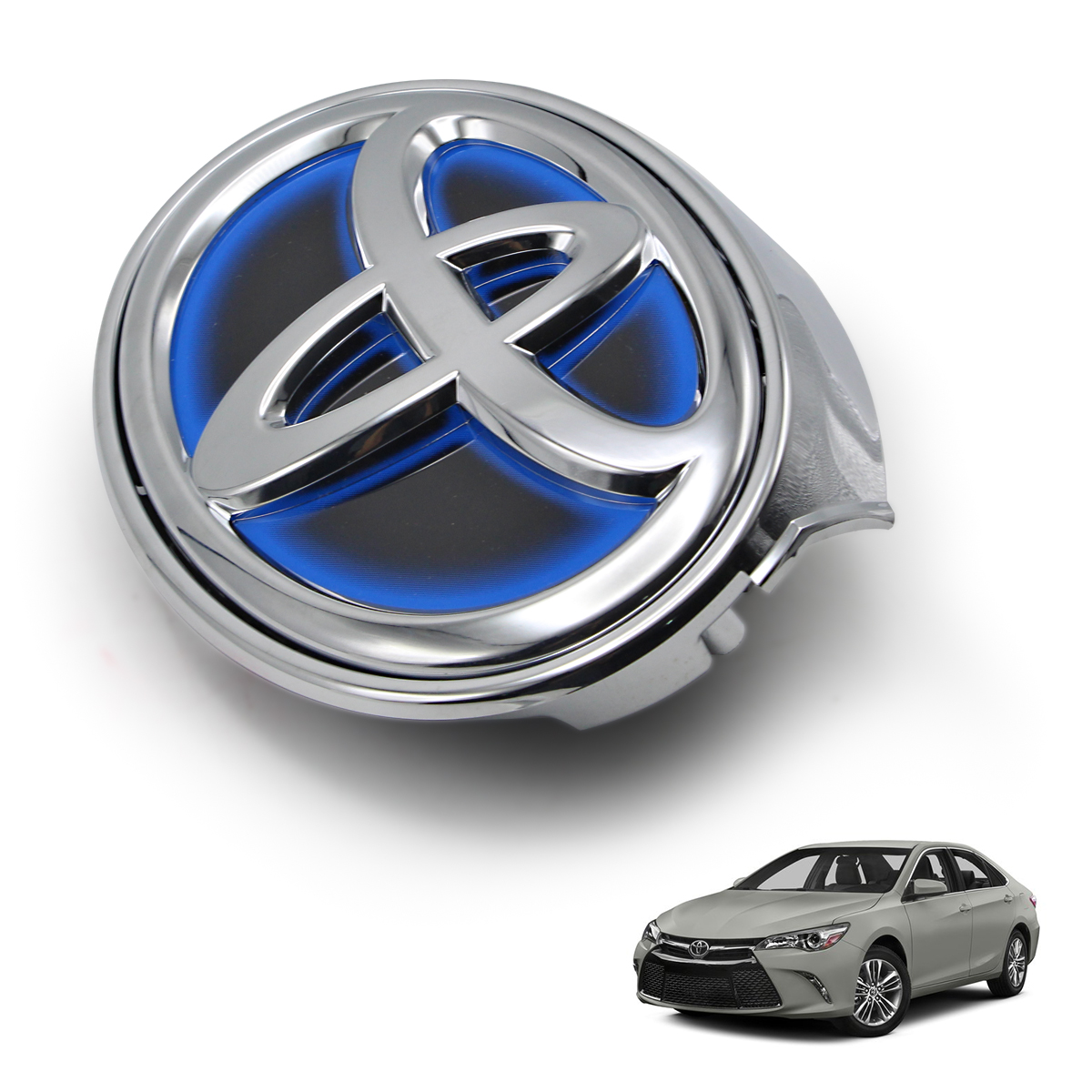 Genuine Hybrid Grille Logo Front Emblem Chrome Blue For Toyota Camry ...