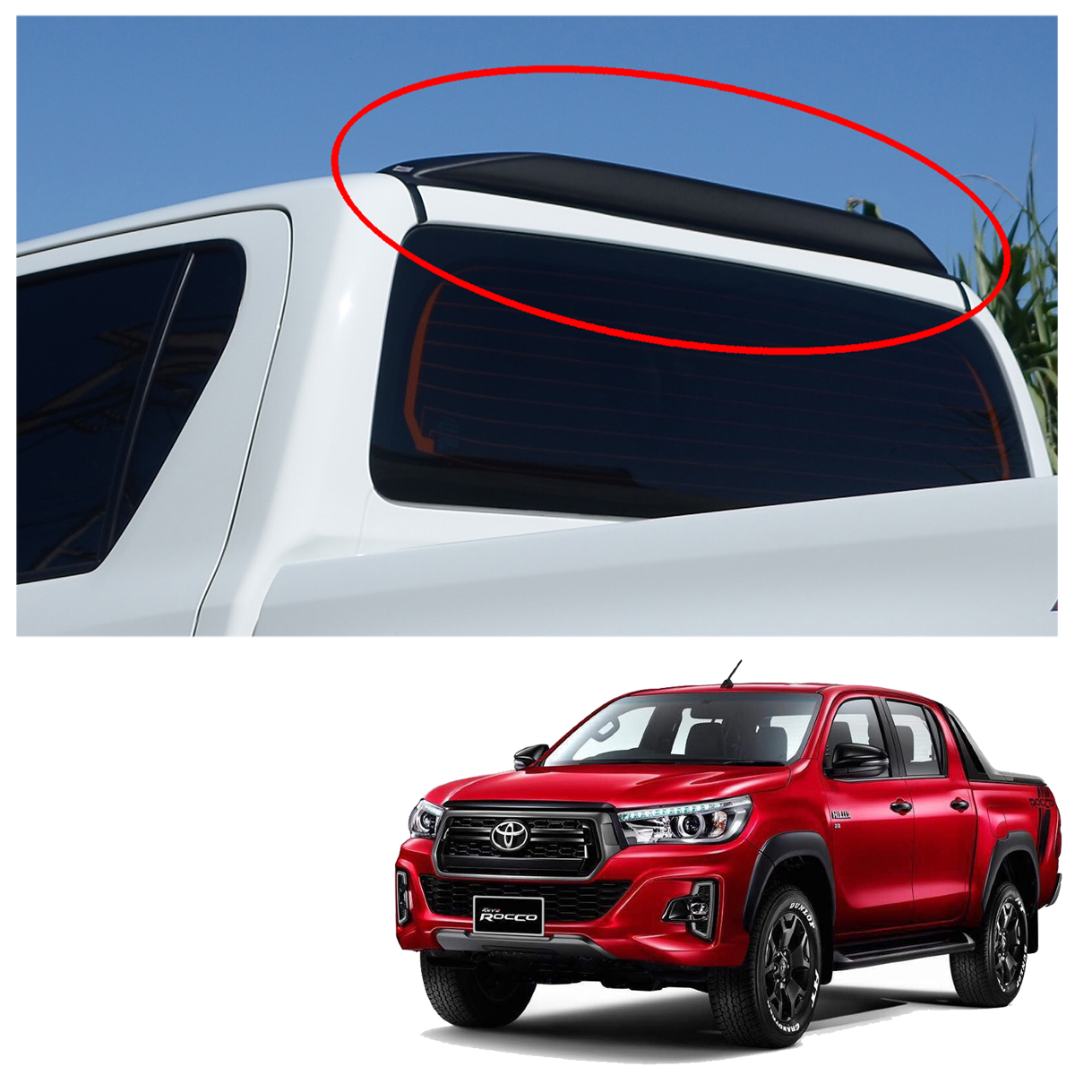 Racing Rear Gap Spoiler Trim Matte Black For Toyota Hilux Revo Rocco