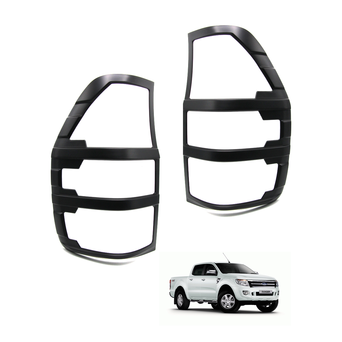 Rear Tail Lamp Light Cover Trim Matte Black For Ford Ranger T6 Pickup 2012 2018