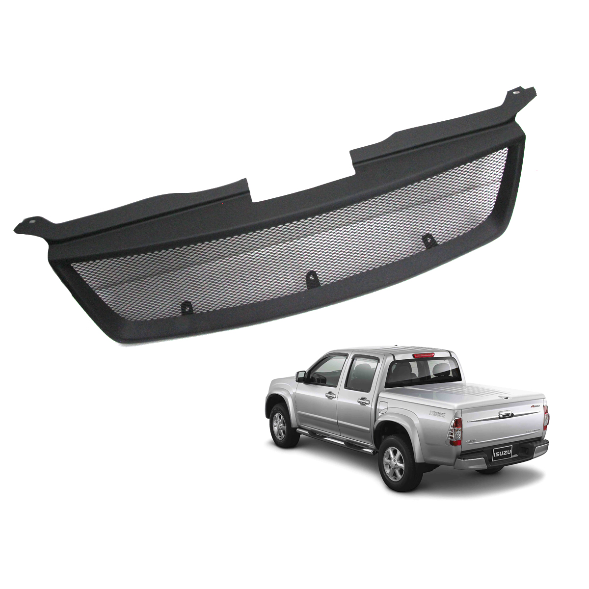 Fits Isuzu D-Max Pickup 2007 08 2009 11 Front Net Grill Grille Trim Matte  Black