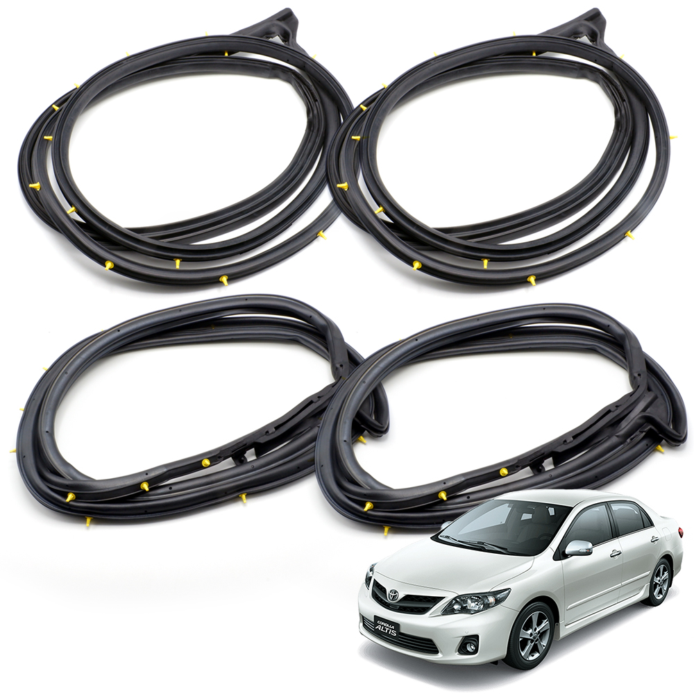 Set Front Rear Door Seal Rubber Weatherstrip For Toyota Corolla