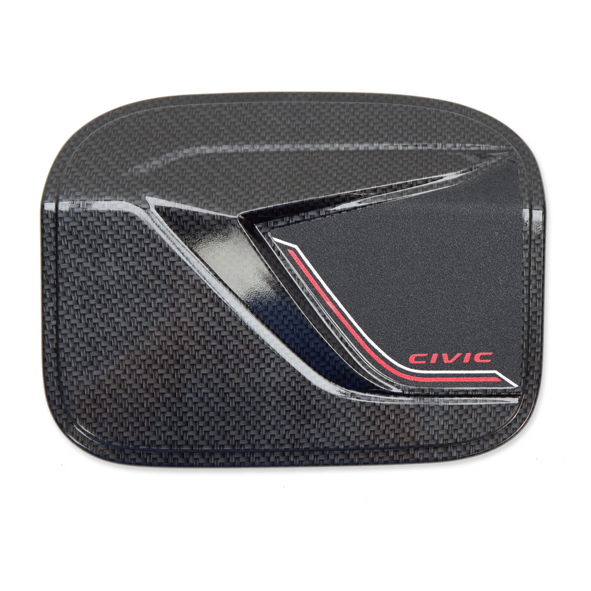 Fuel Oil Tank Cap Cover Trim Black Carbon H1 For Honda Civic FC 4Dr