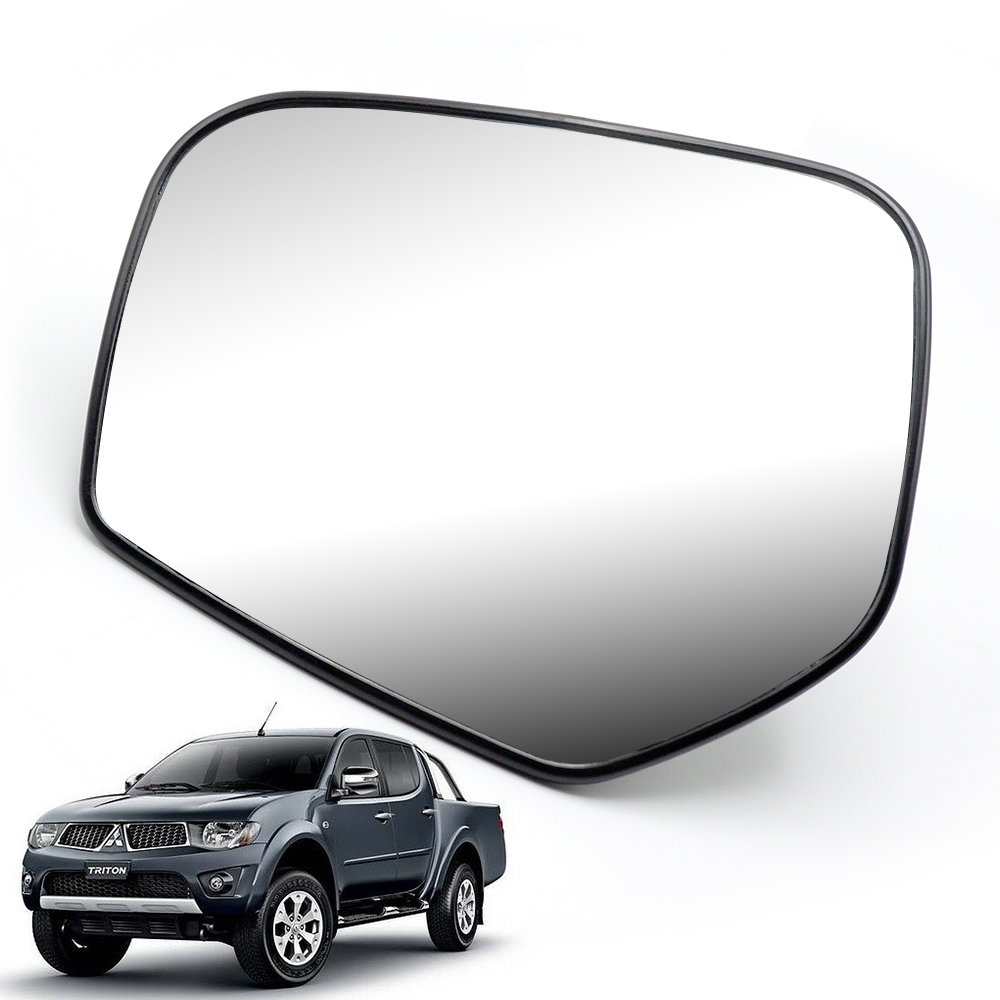 Left Wing Side Mirror Glass + Base Black For Mitsubishi L200 Triton