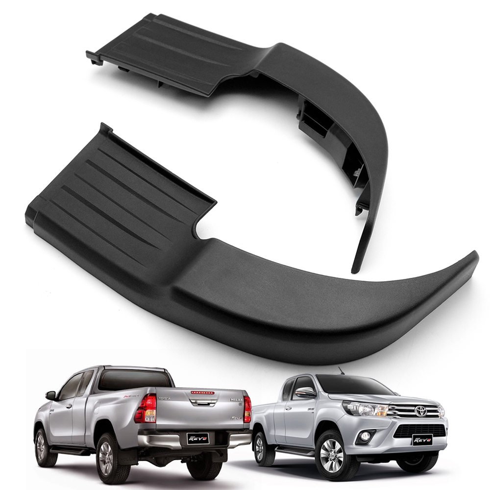 Rh+Lh Rear Plastic Bumper Step Plate Black For Toyota Hilux Revo Rocco
