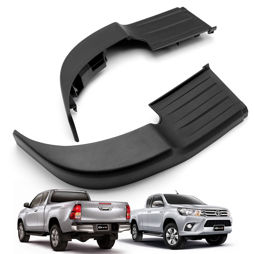 Rh+Lh Rear Plastic Bumper Step Plate Black For Toyota Hilux Revo Rocco