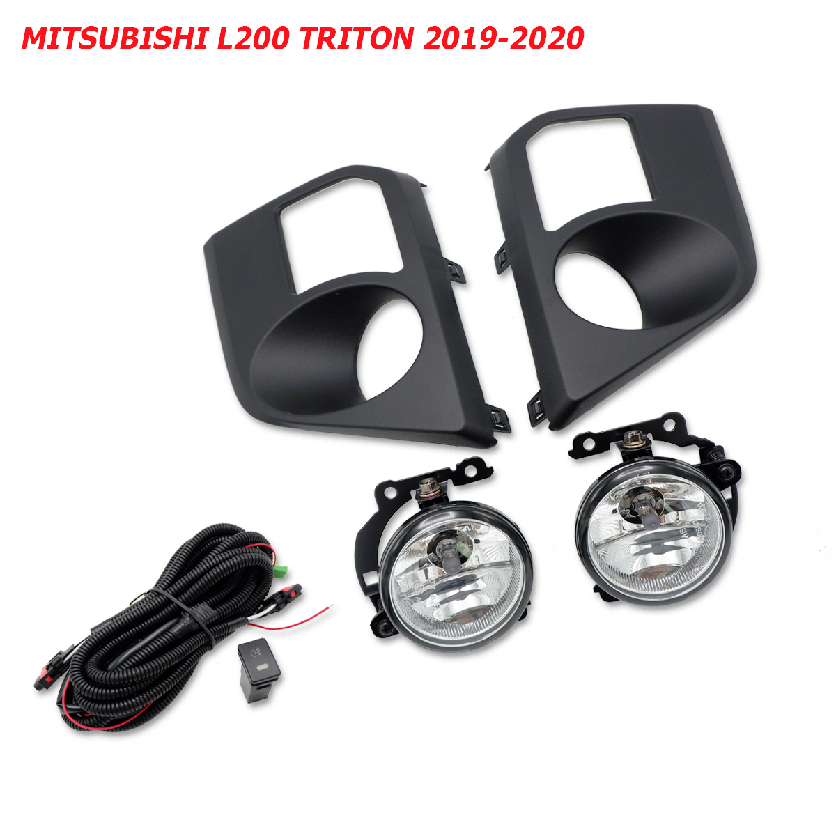 Set Fog Lamp Sport Light Kit Matte Black For Mitsubishi L200 Triton