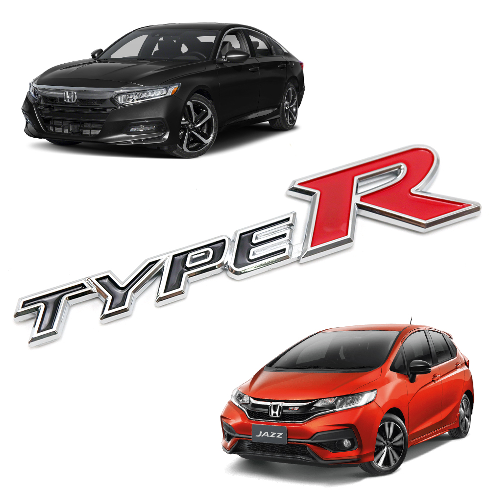 Chrome Logo Type R Decal Black Red For Honda Civic Fit Jazz Accord 00 19 Ebay