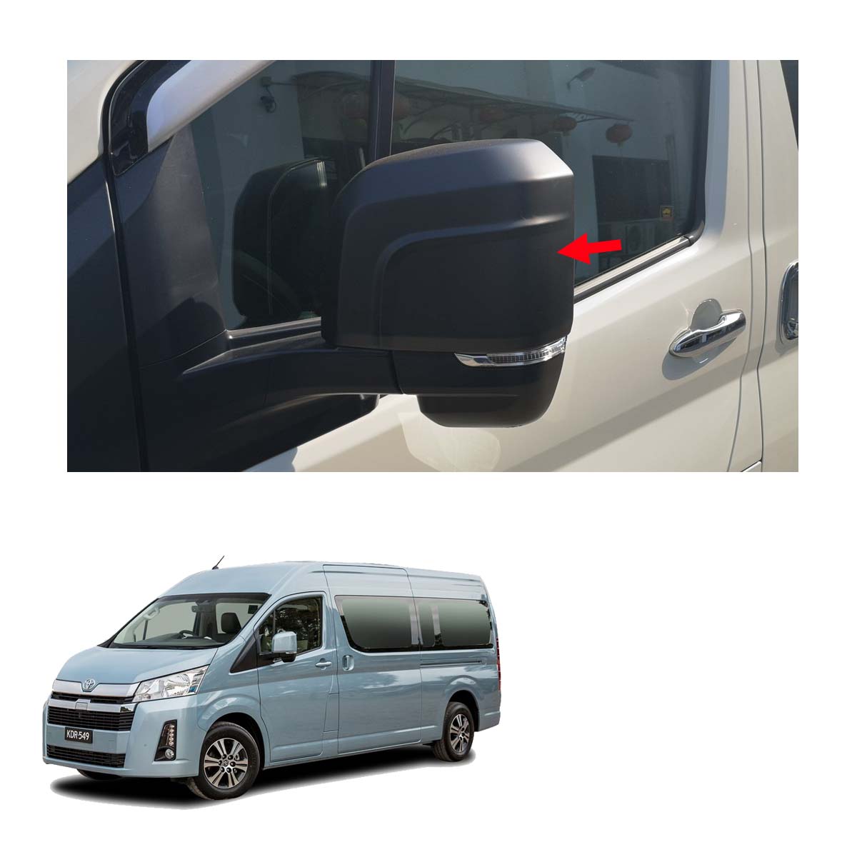 wing side mirror cover trim black for toyota hiace