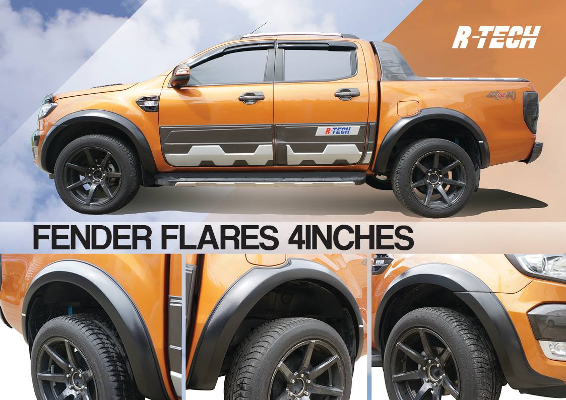 Fits Ford Ranger T7 Double Cab 2015 17 18 Rough 4Inch Fender Flares