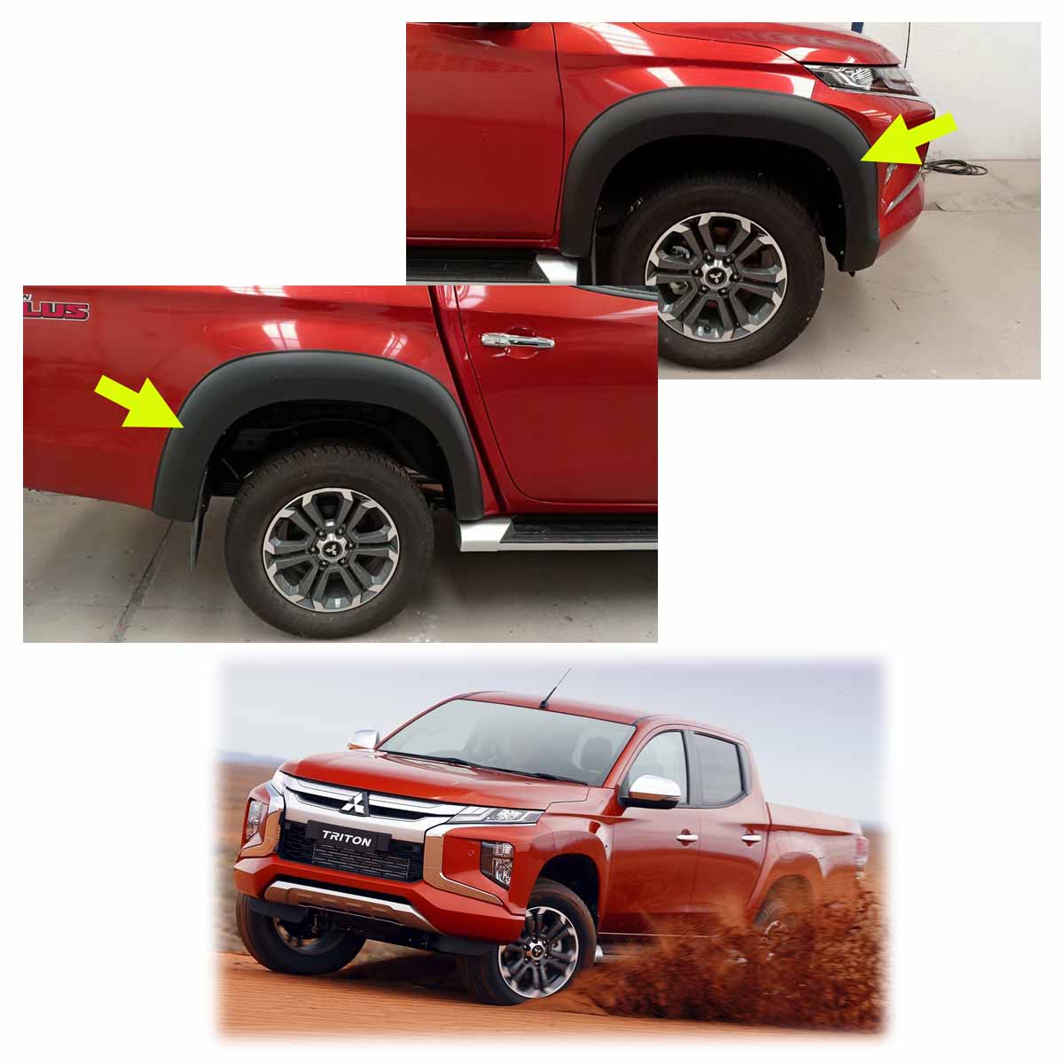 Wheel Arch Fender Flares V1 Black Fits Mitsubishi L200 Triton MQ 4x4