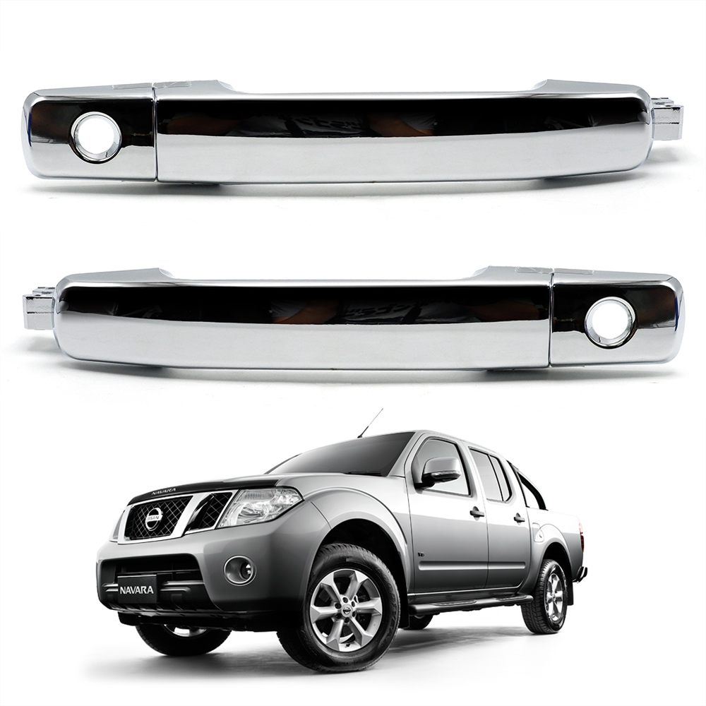 Front Lh+Rh 2Keyhole Chrome Handle Outer For Nissan Frontier Navara '06 '14 - Picture 3 of 8