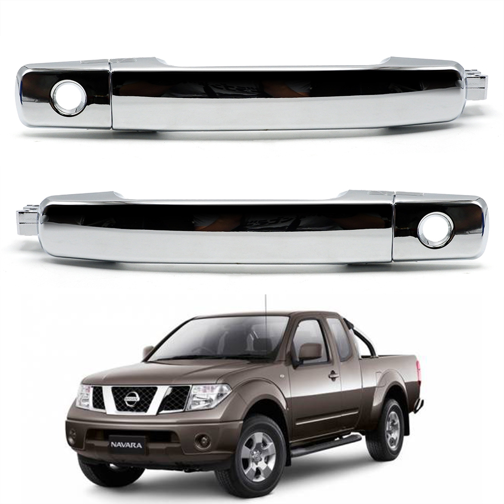 Front Lh+Rh 2Keyhole Chrome Handle Outer For Nissan Frontier Navara '06 '14 - Picture 2 of 8