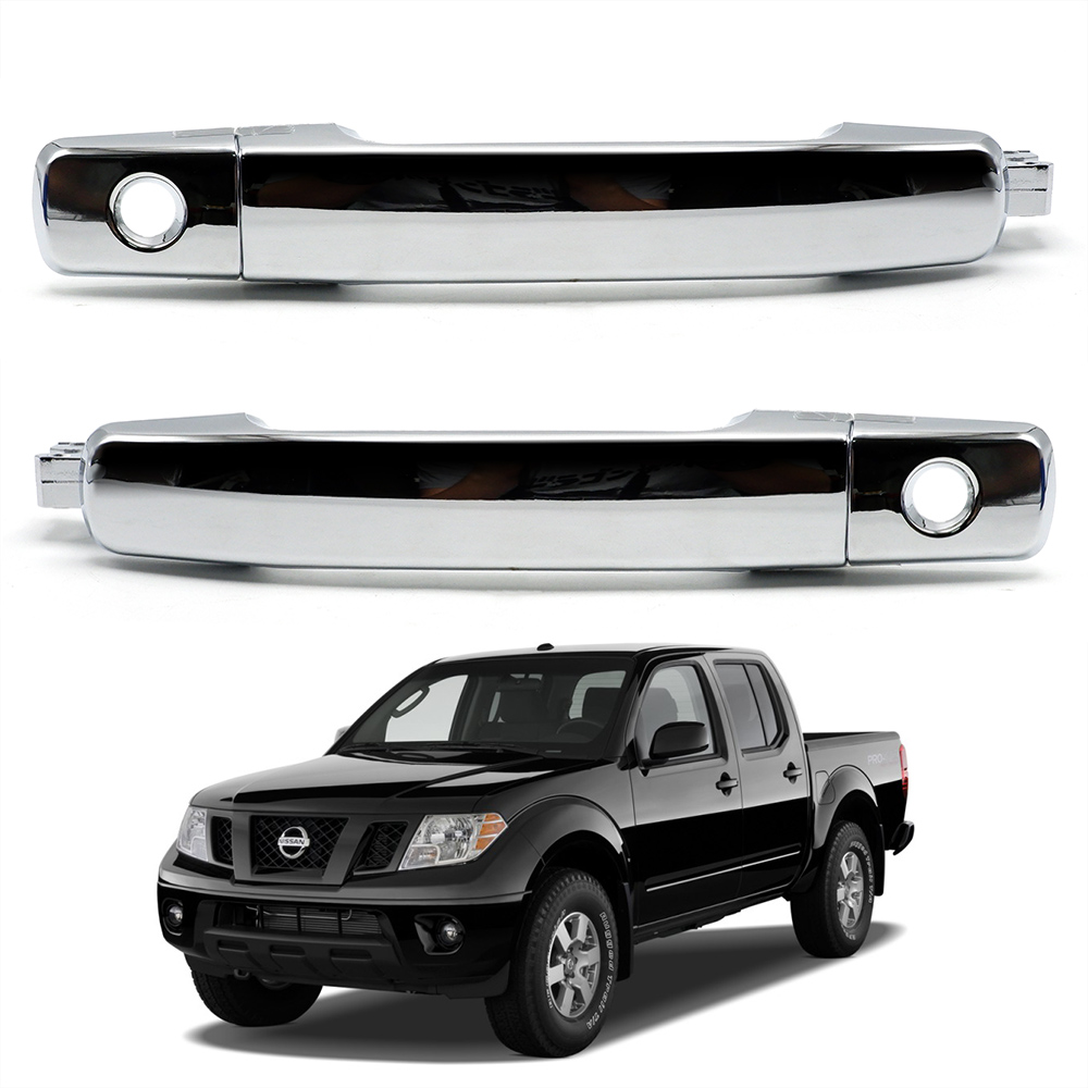 Front Lh+Rh 2Keyhole Chrome Handle Outer For Nissan Frontier Navara '06 '14 - Picture 4 of 8