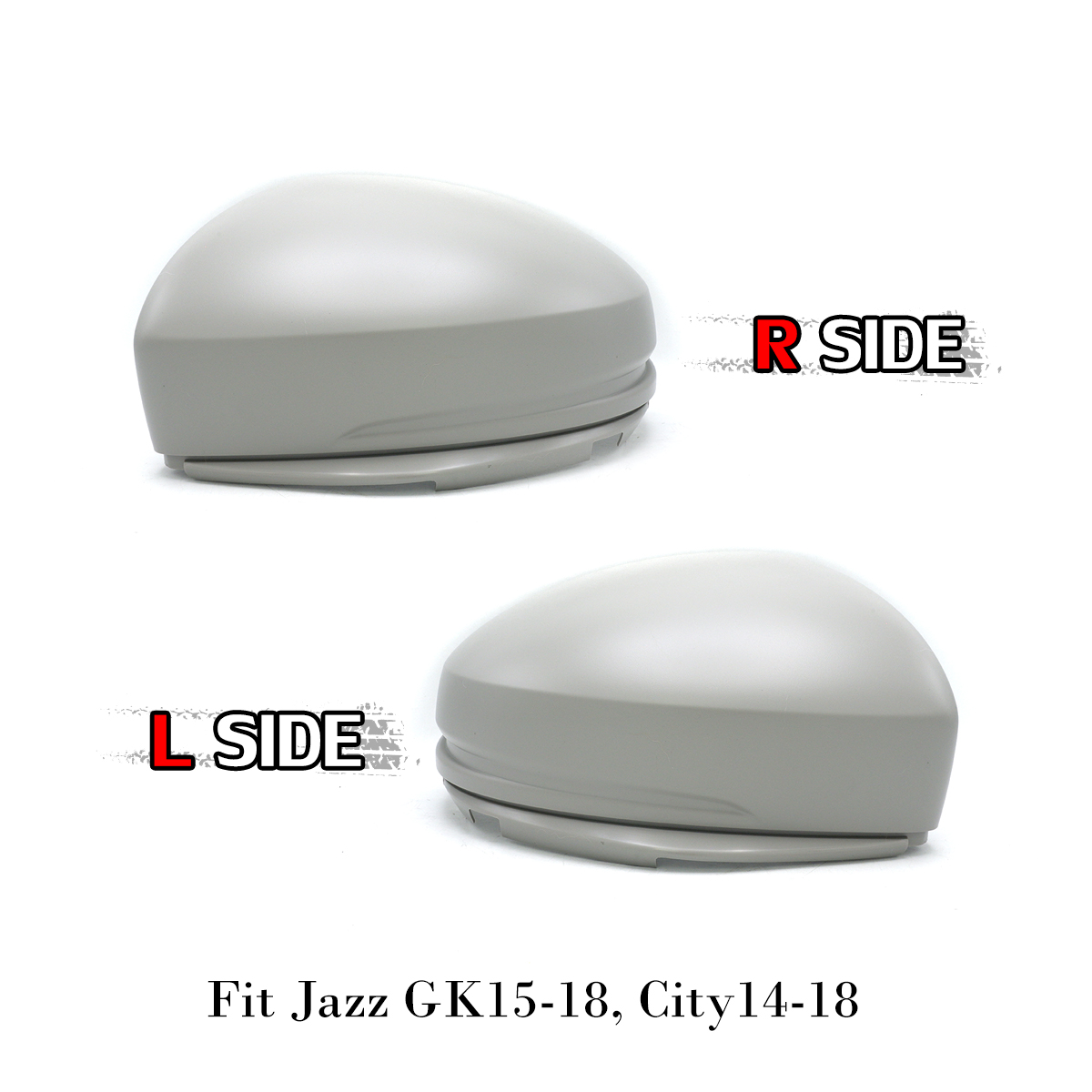 Silver Pair Wing Mirror Cap Cover For Honda Fit Jazz GK'15-'18