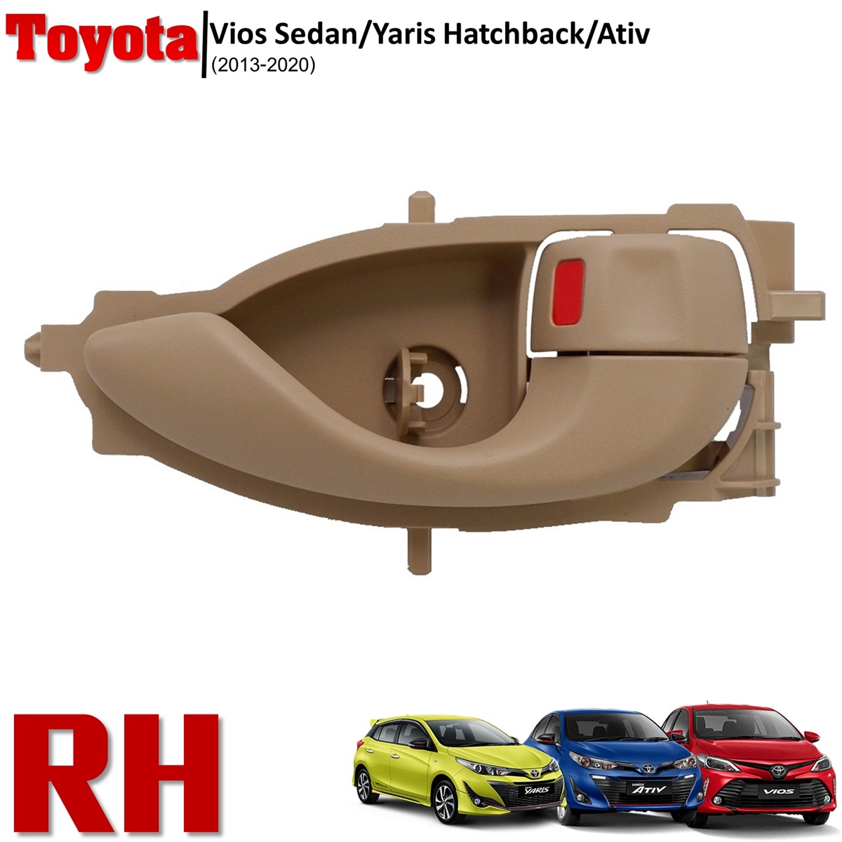 Rh Front/Rear Inner Door Handle Ivory For Toyota Vios Yaris 2013