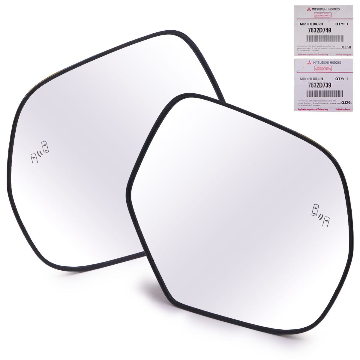 Lh+Rh Wing Mirror Glass Lens Parts For Mitsubishi L200 Triton MR 2018