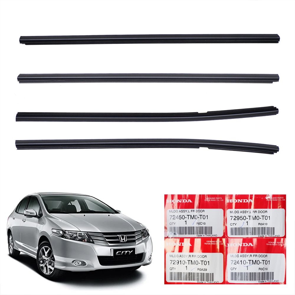 Set 4Dr Outer Weatherstrip Seal Rubber Door Black For Honda City 2010 ...