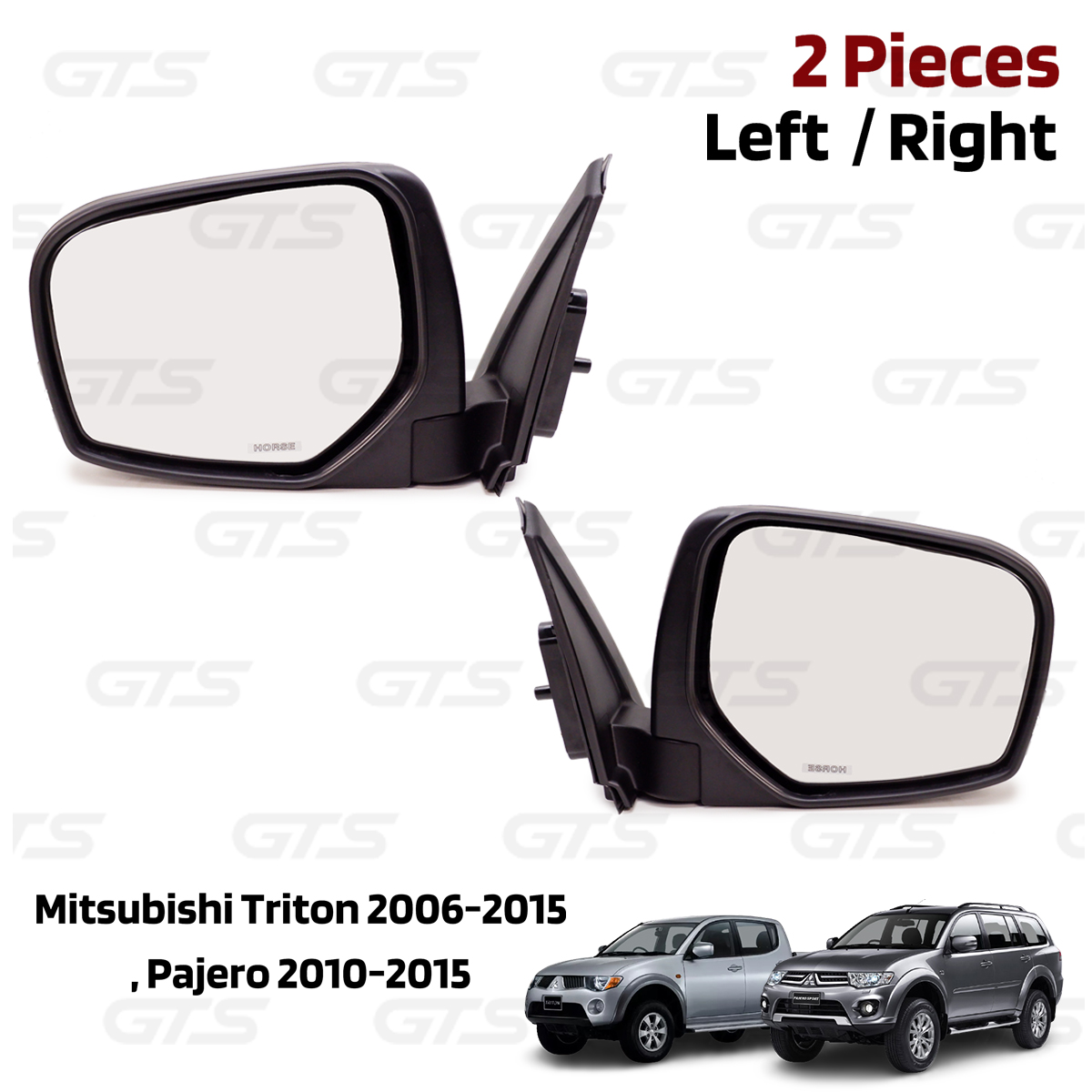 L+R Manual Side Mirror Wing Fits Mitsubishi L200 Triton'06-'15