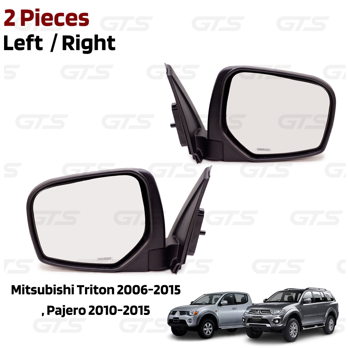 L+R Manual Side Mirror Wing Fits Mitsubishi L200 Triton'06-'15