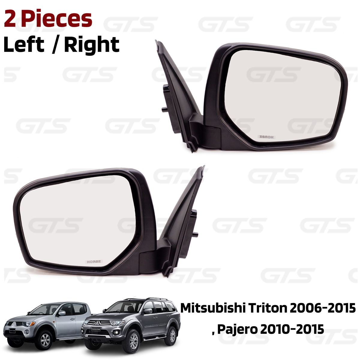 L+R Manual Side Mirror Wing Fits Mitsubishi L200 Triton'06-'15