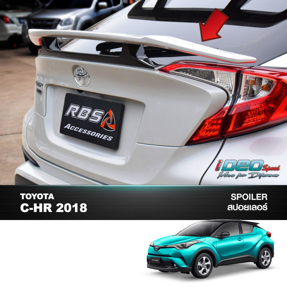 Unpainted Rear Spoiler Wing IDEO Style ABS For Toyota C-HR CHR 2017 2019 - Picture 4 of 9
