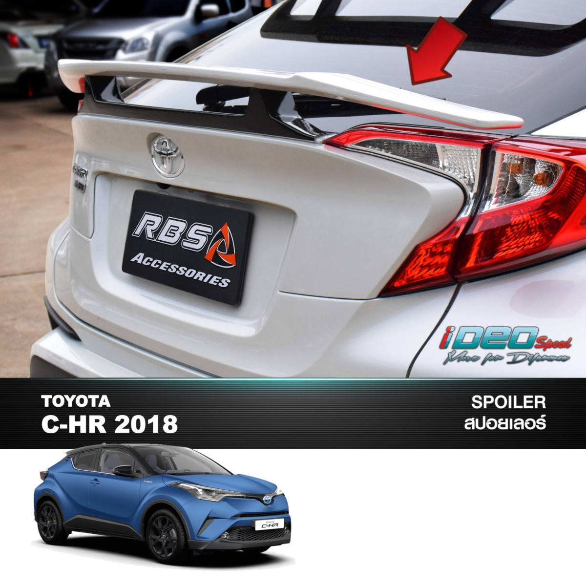 Unpainted Rear Spoiler Wing IDEO Style ABS For Toyota C-HR CHR 2017 2019 - Picture 3 of 9