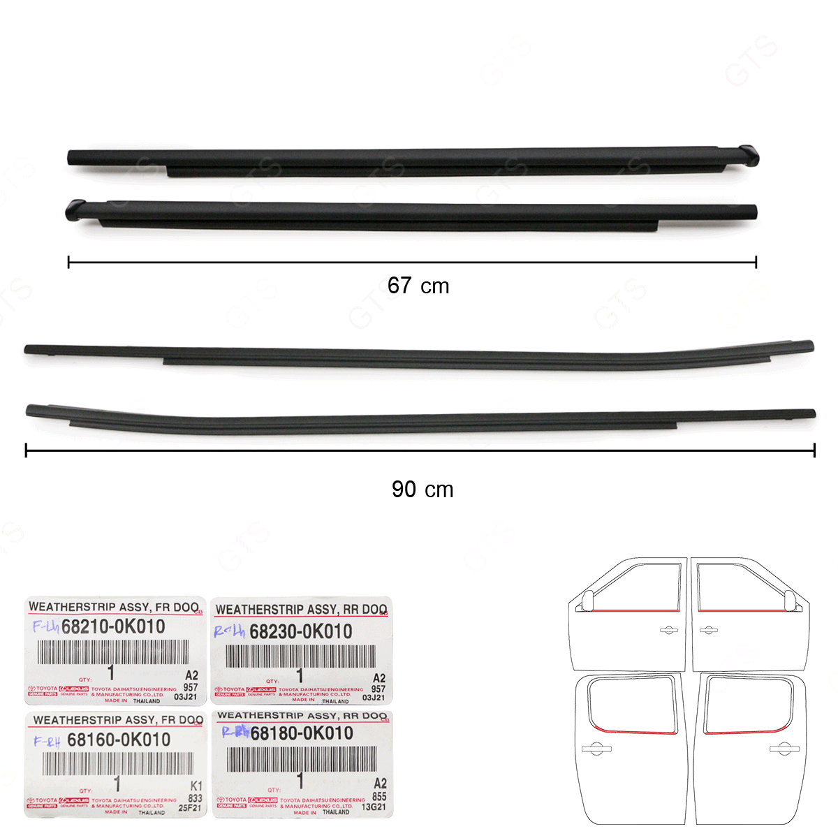 For Toyota Hilux Revo 2015 '21 Set Window Seals Door Belt