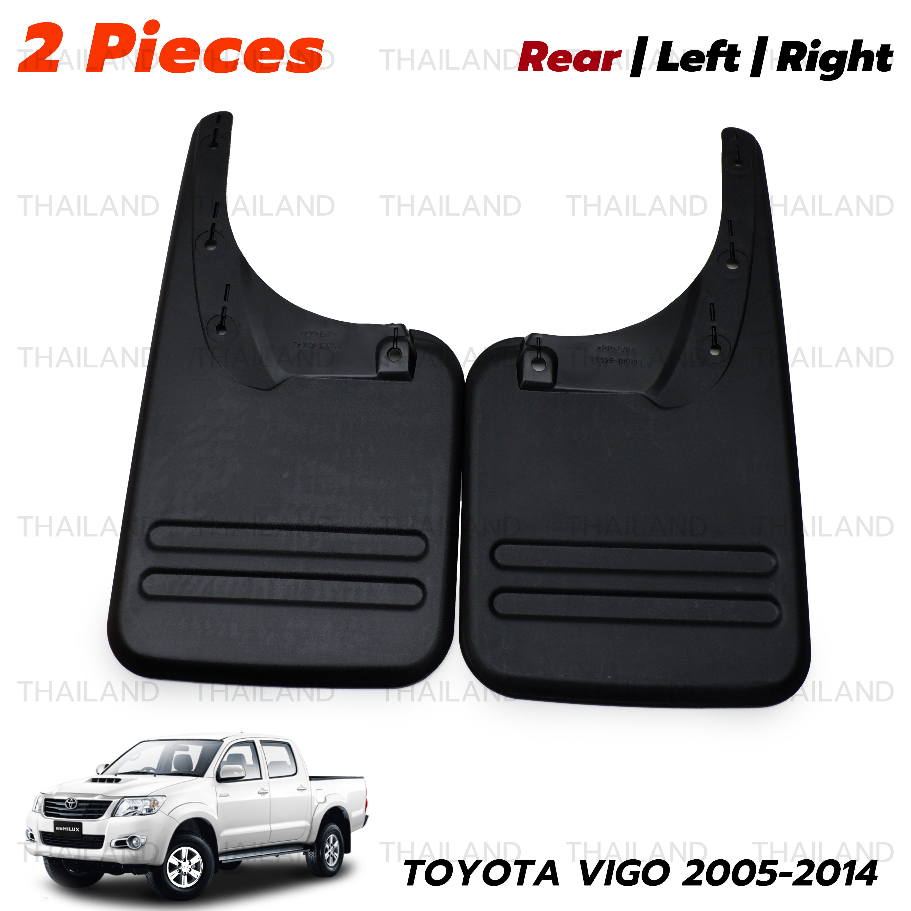 4PCS Black Mud Flaps Splash Guards For Toyota Hilux Vigo 2008-2014 4WD – Front & Rear, Molded PP Plastic