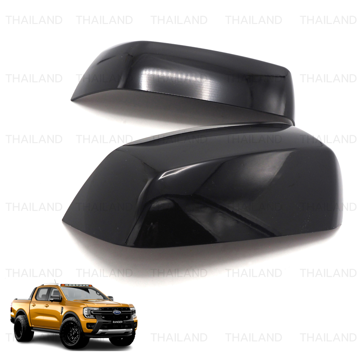 Black Side Mirror Cover Trim Fits Ford Ranger Wildtrak XLT Sport 2022 - 2023