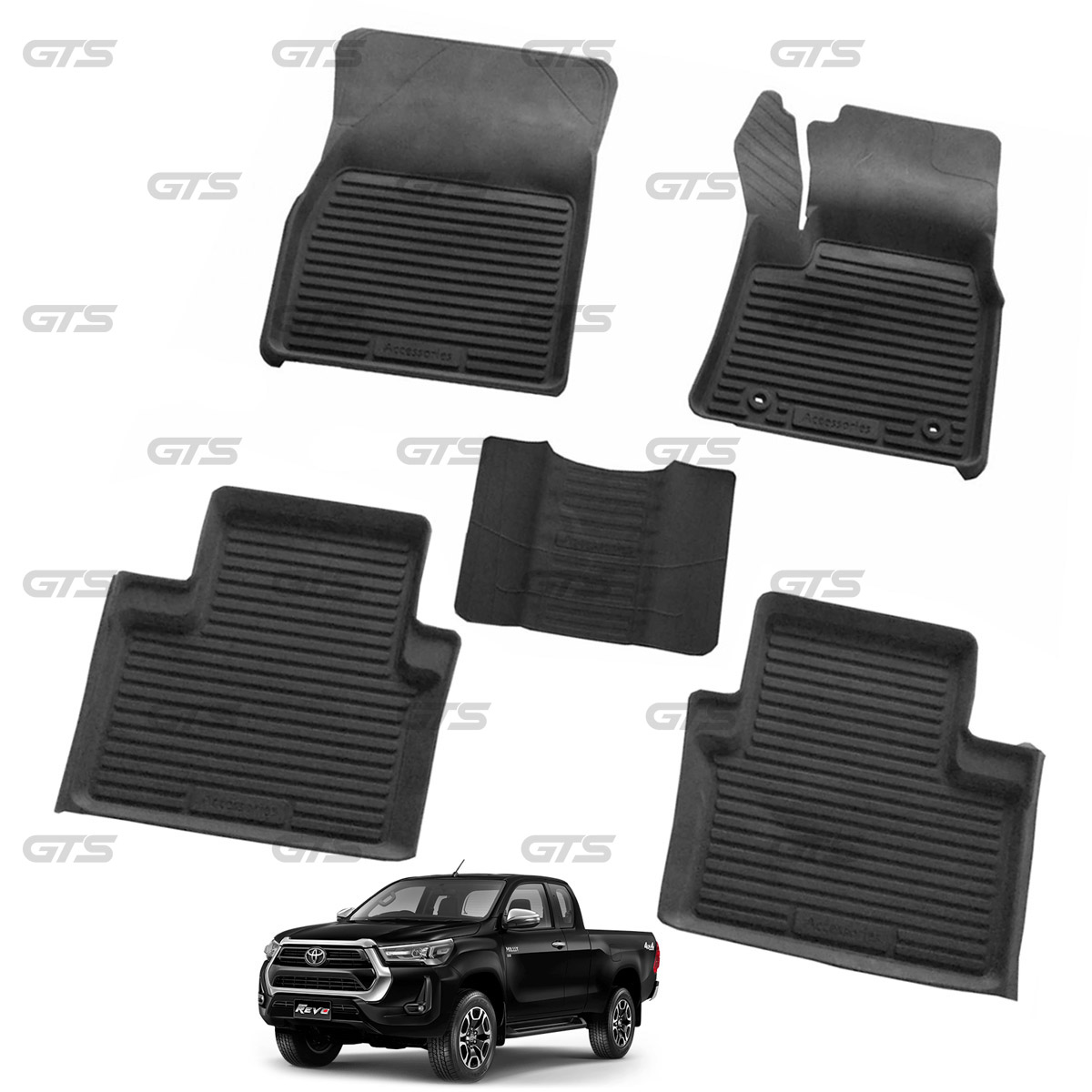 Binmotor TPE Floor Mats For Toyota Hilux Revo 4D 2015-2023 - Custom Fit, All-Weather, Black - View #7