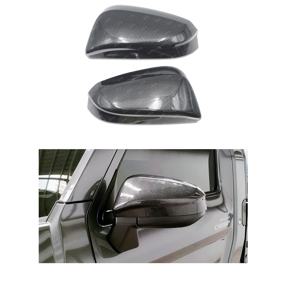 Carbon Side Wing Mirror Cover Trim For Toyota Hilux Champ