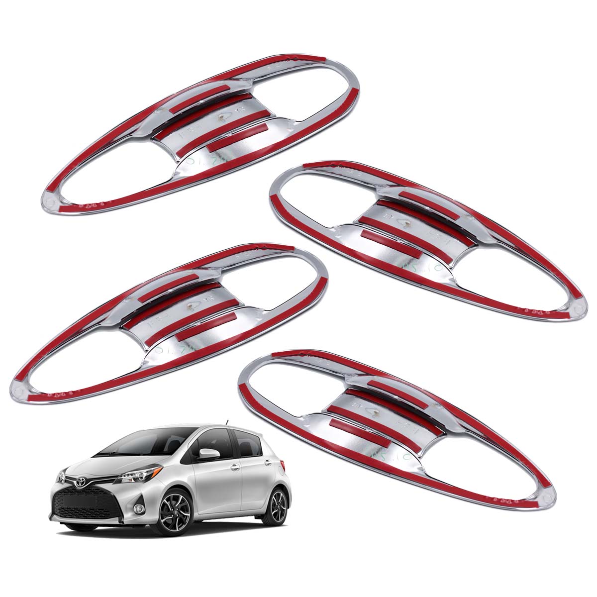 For New Toyota Yaris 2017 18 Door Handle Bowl Inner Insert Cover Chrome