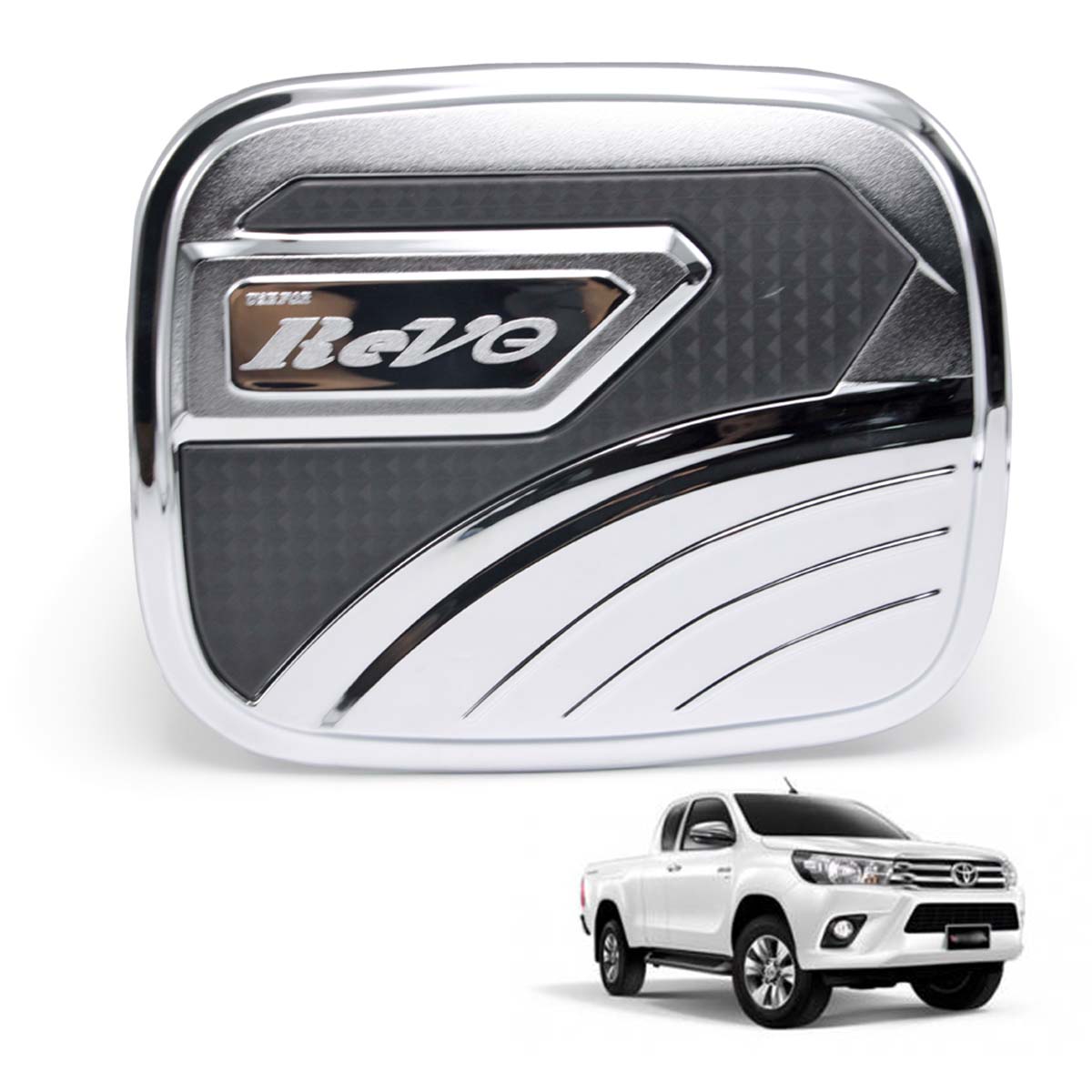 Chrome Black Fuel Cap Cover Trim For Toyota Hilux Revo Pickup HiLift