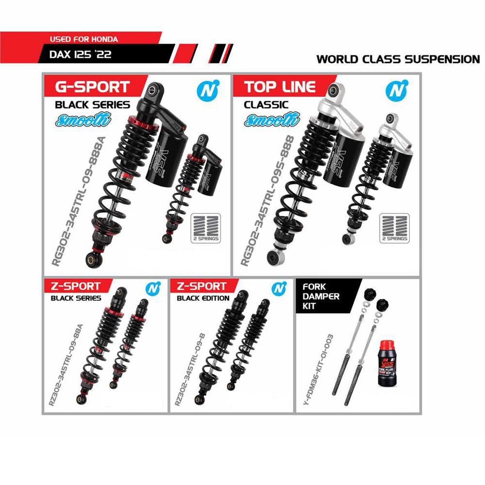 YSS Z-Sport Rear Suspension Absorber Upgrade Fits Honda DAX125
