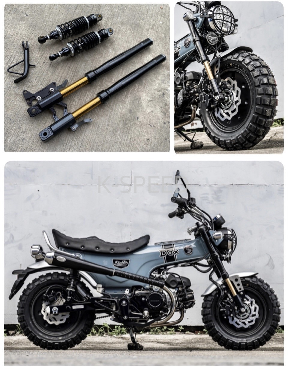 Super low set Fork+Rear Shock+Stand Diablo Fits Honda DAX125 ST125