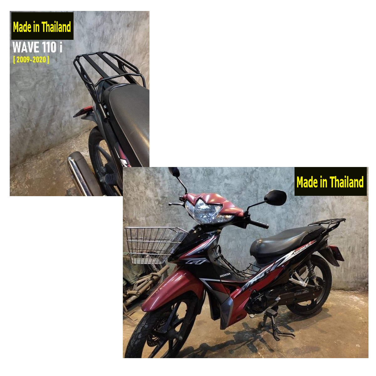Rear Tail Rack Luggage Support Bag Box Black Fits Honda Wave 110i