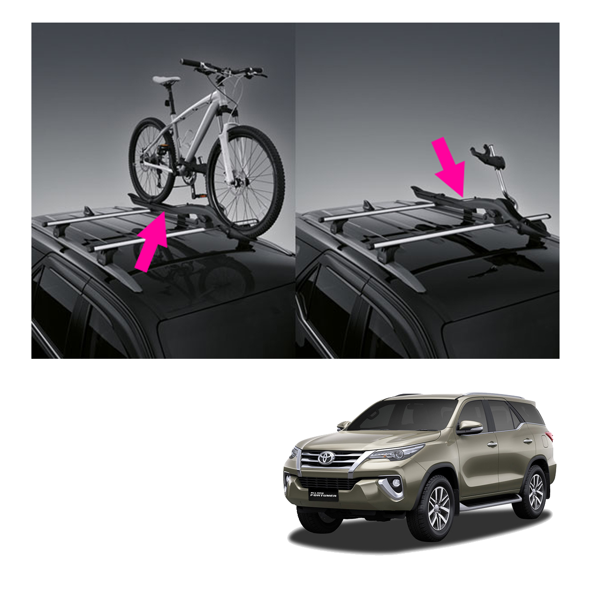 Left Roof Bar Rack Bicycle Holder Genuine Black For Toyota