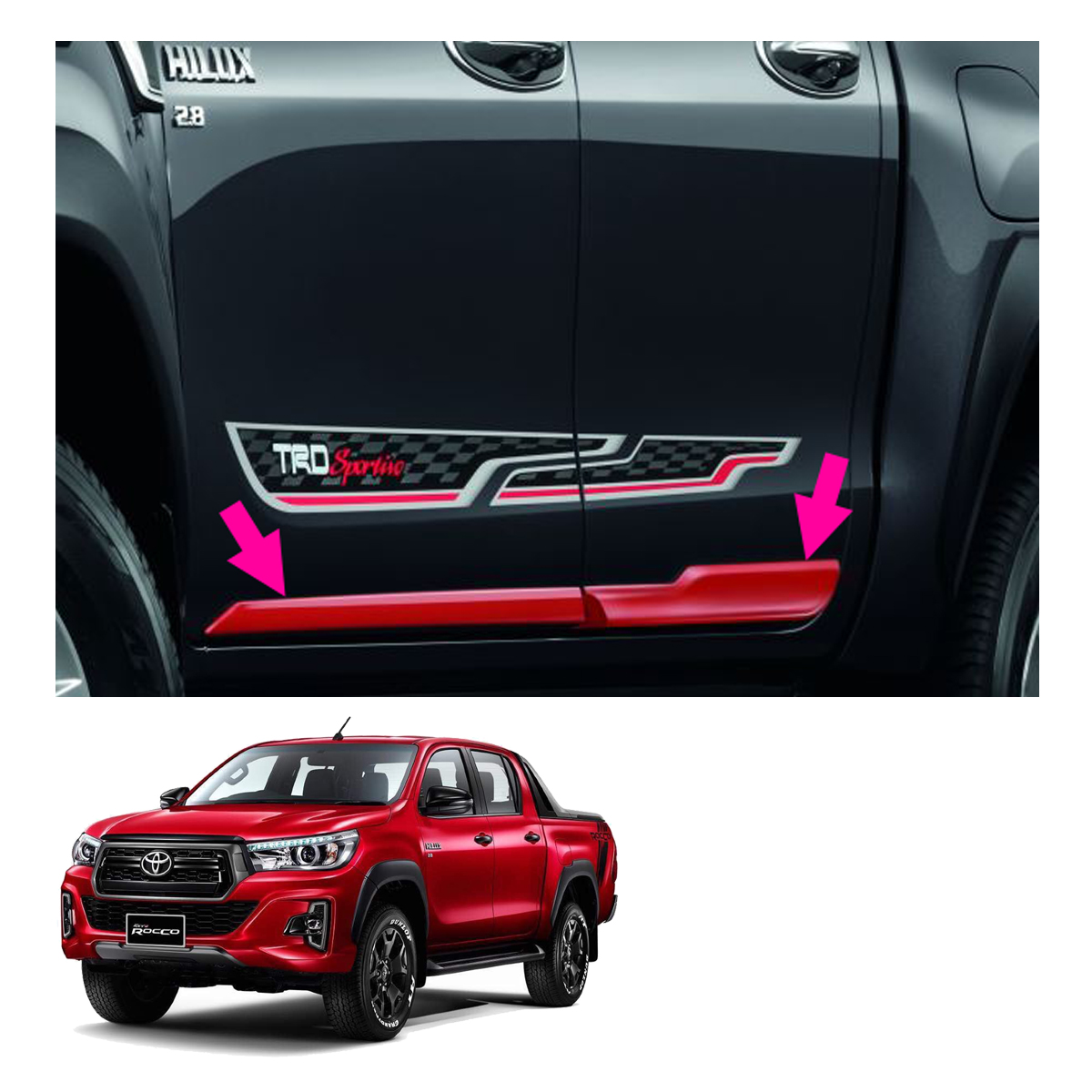 revo  タロー様 Genuine Side Door Body Cladding Guard Orange For Toyota Hilux Revo