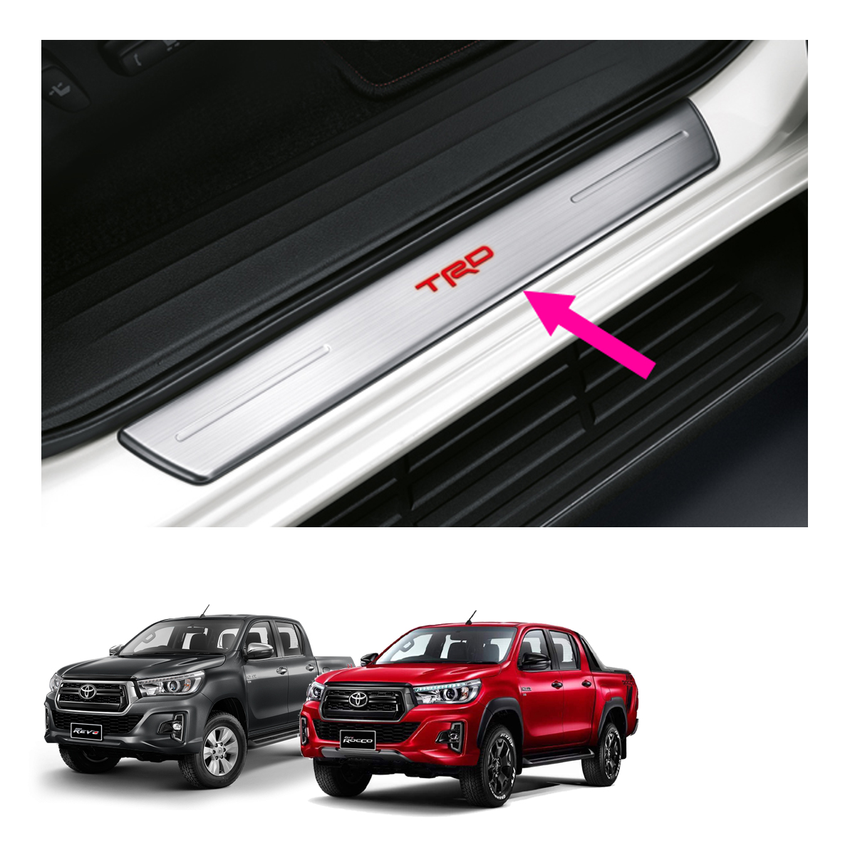 Door Sill Scuff Plate Trim Stainless For Toyota Hilux Revo Rocco 2015
