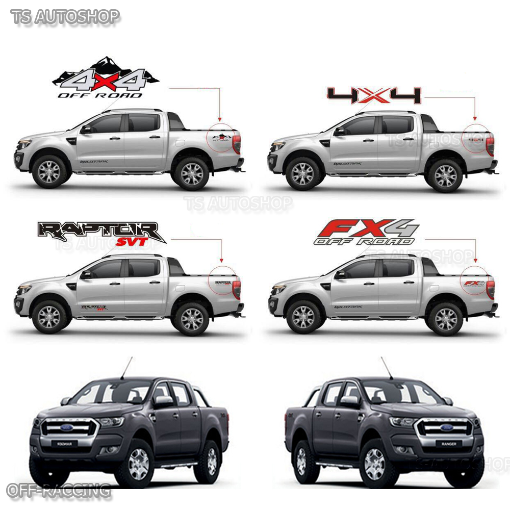 2 Pc 4x4 Off Road Sticker Red Rear Tail For Ford Ranger T6 Mk2 Px2 15 16 18 Ebay